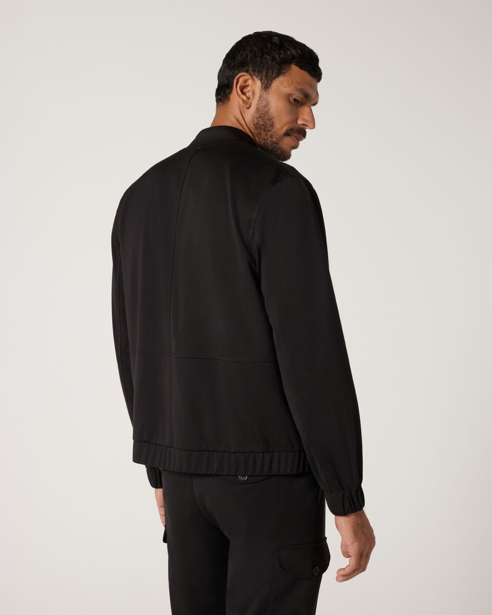 Slim Stretch Travel Jersey Bomber, Black, hi-res